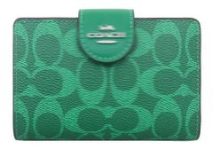 [My Organye] Women's Wallet Online Shopping L-shaped Shoulder Bi-fold Wallet Medium Corner Zip Wallet Signature Canvas Outlet (Bright Jade) [Parallel Import] pms