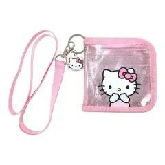 (業者配送)日本正規品 Sanrio hello kitty PVC パールクリア 二つ折り財布_ピンクのサムネイル