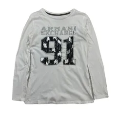 ARMANI EXCHANGE アルマーニエクスチェンジ ロンT 長袖 レディース S オフホワイト 綿100% スパンコール ナンバー91 ラメロゴ 華やか インナーのサムネイル