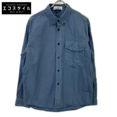 STONE ISLAND　ストーンアイランド　24SS 801511701 ブルー コットン×リネン ロゴ刺繍 ボタンダウンロングスリーブシャツ　Lのサムネイル