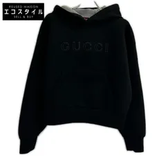 GUCCI　グッチ　新品同様 国内正規 798544 XJHMQ ブラック ビスコース フロントロゴ ジャージースウェットフーディ　Sのサムネイル