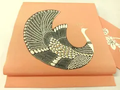 平和屋着物●人間国宝・羽田登喜男　九寸名古屋帯　孔雀文　鬼しぼ縮緬　正絹　逸品　CABK4436vpのサムネイル
