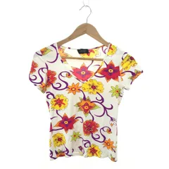 VERSACE CLASSIC ヴェルサーチクラシック Vネックカットソー サイズ:I40 総柄/フラワー/ストレッチ    ホワイト/マルチカラー レディース / 243001006658のサムネイル