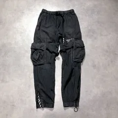 GQ6199◇OFF-WHITE：18aw カーゴパンツ◇28◇ブラック系 オフホワイト スウェット ジョガーパンツのサムネイル