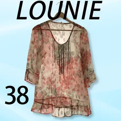 LOUNIE ルーニィ トップス チュニック Uネック 長袖 レース 胸元フリル レディース ピンク 花柄 38 日本製のサムネイル