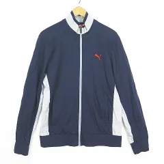 プーマ PUMA ジップアップ カーディガン 長袖 コットン L ネイビー/グレー 2sa7678のサムネイル