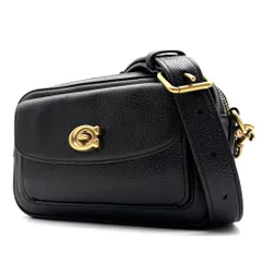 極美品 コーチ COACH ウィロウ カメラバッグ ショルダーバッグ クロスボディ レザー ブラック 黒 ゴールド金具 斜め掛け 夏休み 帰省 お盆 敬老の日 シルバーウィーク 秋 ギフト プレゼント ご褒美のサムネイル