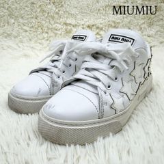 ✨美品✨ ミュウミュウ スター 厚底 スニーカー ホワイト レザー ✨美品✨ ミュウミュウ スター 厚底 スニーカー ホワイト レザー