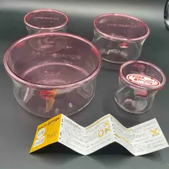 【希少】PYREX パイレックス パック＆レンジ 丸型 8点セット 4サイズ 耐熱ガラス 保存容器のサムネイル