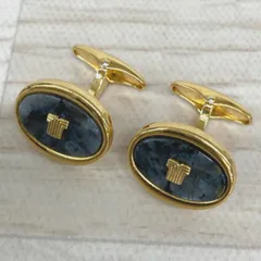 LANVIN/ランバン カフスボタン カフリンクス ゴールド×ダークグレー系 楕円形 オーバル ロゴ メンズ ビジネス[OX03474]のサムネイル