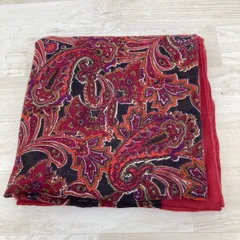 美品 ジャンルイシェレル/JEAN-LOUIS SCHERRER 大判ストール 毛100% ペイズリー柄 レッド/ボルドー C-KT6020[ON01467]のサムネイル