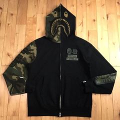 レザー シャーク パーカー Sサイズ black a bathing ape BAPE leather