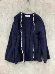 Arpege story アルページュストーリー 12155750 厚手 フェイクパール装飾ニット カーディガン size2/濃紺 ◆■ レディースのサムネイル