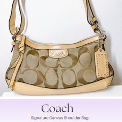 COACH コーチ ショルダーバッグ 2way シグネチャー ダッフル ベージュ