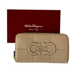 Salvatore Ferragamo フェラガモ ダブルガンチーニ 長財布 財布 ロングウォレット ラウンドファスナー ロゴ レザー ベージュのサムネイル