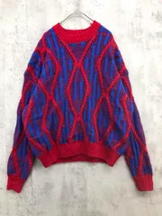 ap retro アプレトロ クルーネック 総柄 ニット セーター sizeF/レッド×ブルー ◇■ レディース