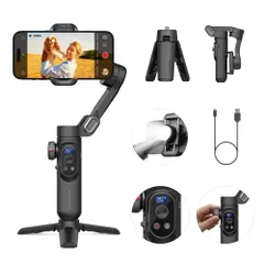 AOCHUAN スマートフォン用ジンバルスタビライザー, ワイヤレス充電iPhoe用ジンバル iPhoe 15 Pro Max/Android用折りたたみ式3軸ハンドヘルドスマホジンバル ビデオ撮影用フェイストラッキング-Smart X Pr 7abd8f93のサムネイル