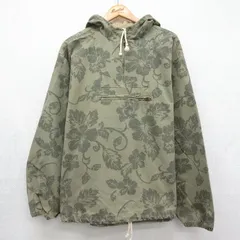 XL/古着 オールドネイビー OLD NAVY 長袖 ハーフジップ ジャケット アノラック パーカー メンズ 00年代 00s ハイビスカス 大きいサイズ コットン カーキ【spe】 26jul06のサムネイル