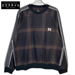 needles　ニードルズ　NS1501 23AW 直営店限定 ブラウン TRACK CREW NECK SHIRT チェックトラッククルーネックシャツ　XLのサムネイル