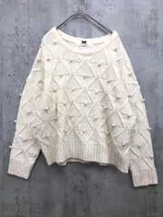 美品 Supreme.La.La. シュープリームララ パール付き ケーブル ニット セーター sizeM/白 ◆■ レディースのサムネイル