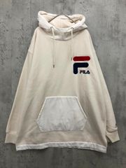FILA フィラ FH7113 フリース フーディー トップス ロゴ 刺繍 プルオーバー sizeM/オフホワイト ◇■ メンズ