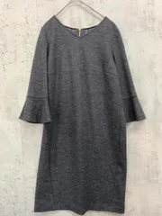 NOLLEY'S ノーリーズ ウール混 フレアスリーブ 7分袖 Vネック ワンピース size38/チャコール ◇■ レディースのサムネイル