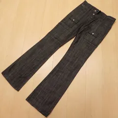 ^641★ 美品 USA製 BACK BONE バックボーン ブーツカット ブッシュパンツ ブラックデニム ブラックジーンズ S フレア ★のサムネイル