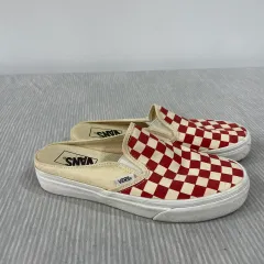 584) VANS ヴァンズ レッド チェッカーボード スリッポン ミュール 235mmのサムネイル