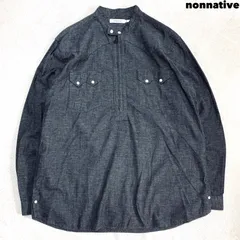 nonnative RANCHER PULLOVER SHIRT シャンブレーシャツ ワークシャツ プルオーバー ハーフジップ バンドカラー スタンドカラー ウエスタンヨーク ノコギリフラップ ソートゥース サイズ2 ブラック 黒 ノンネイティブのサムネイル