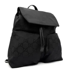 美品 グッチ GUCCI GG柄 リュックサック バックパック デイパック 巾着 フラップ ダブルポケット ナイロン キャンバス ブラック 黒 大容量 夏休み 帰省 お盆 敬老の日 シルバーウィーク 秋 ギフト プレゼント ご褒美のサムネイル