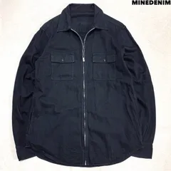 MINEDENIM ジップアップシャツ ワークシャツ シャツジャケット 裾ポケット付 サイズ3 ブラック 黒 マインデニムのサムネイル