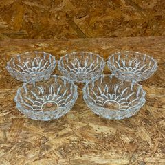 岩田ガラス 気泡入りガラス デザート皿 5客 昭和レトロ 希少品 未使用