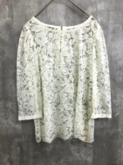 展示品■LAPIS LUCE PER BEAMS ラピスルーチェパービームス レース 7分袖 バックジップ カットソー sizeM/オフホワイト ■◇レディースのサムネイル