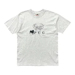 USA 古着 GR8 DOGS PUG クルーネック Tシャツ パグ 犬 刺繍 メンズL グレー BA6558のサムネイル