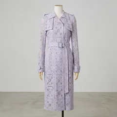 ​【高級ライン】BURBERRY PRORSUM バーバリープローサム 総レース トレンチコート ラベンダー パープル 40 L相当 イタリア製のサムネイル
