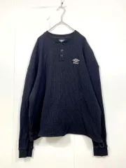UMBRO アンブロ ワンポイントロゴ刺繍 ドロスト ヘンリーネック オーバーサイズ サーマル プルオーバー sizeL/黒  ■■ メンズのサムネイル