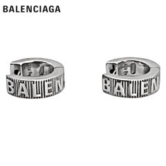 BALENCIAGA フープ ロゴ ピアス FORCE STRIPED - シルバー 【値下げ