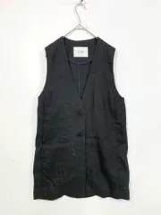 SLOBE IENA スローブイエナ ストレッチ Iラインシルエット リネン ジレ ベスト 黒 ■■ レディースのサムネイル