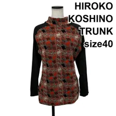 ■ ヒロココシノ HIROKO KOSHINO TRUNK ニットセーター トップス 長袖 ハイネック 柄 オレンジ系 コットン 毛 40 L レディース S6H934のサムネイル
