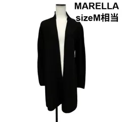 ■ マレーラ MARELLA ニットカーディガン ロング丈 長袖 オープンスタイル Vネック 黒 タグ無し不明 M 9号 レディース S6H936のサムネイル