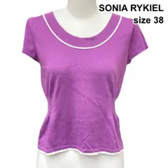 □ ソニアバイソニアリキエル SONIA ニットカットソー 半袖 ボートネック フレア プルオーバー トップス 紫 綿 38 M 9号 レディース Z6D139のサムネイル
