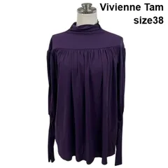 ◆ ヴィヴィアンタム Vivienne Tam ブラウス 長袖 ハイネック ギャザー ヨーク切り替え  パープル 38 M 9号 レディース S6H922のサムネイル
