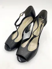 POOL SIDE プールサイド Tストラップ オープントゥ シンプル ハイヒール サンダル size35/黒 ■◆ レディースのサムネイル