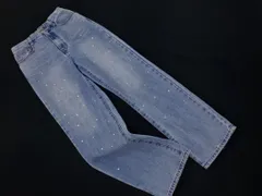 w closet ダブルクローゼット ラインストーン ストレート デニムパンツ sizeF/青 ■■ レディースのサムネイル