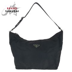 PRADA プラダ テスート 三角ロゴプレート ブラック 黒 シルバー金具