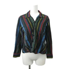ビューティフルピープル beautiful people シャツ ブラウス 絹 シルク 34 マルチカラー（黒、赤、青） ストライプ柄 レギュラーカラー 長袖 /NP ■GY12のサムネイル