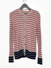 MARNI マルニ ウール100% ボーダー クルーネック ニット カーディガン size 44 (S-M相当)/ベージュ ■■◎レディースのサムネイル