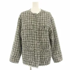 ラウンジドレス ガリャルダガランテ Loungedress GALLARDAGALANTE 26SS ファンシーツイードジャケット ノーカラージャケット F 黒 ブラック 白 ホワイト LDZ1061107A0006 /HNのサムネイル