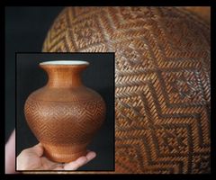 中国美術 古玩 竹編磁花瓶 竹丝扣瓷 花瓶 花入 花器 - メルカリ