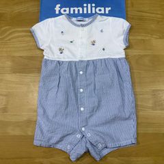 familiar 美品 ロンパース 80 綿100％ ボーダー柄 ファミちゃん - メルカリ